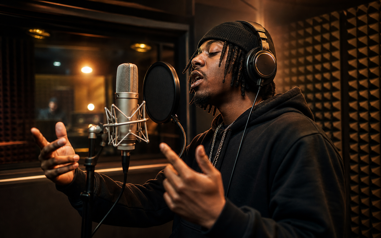 Songwriter using AI rap generator to develop rap lyrics into a demo