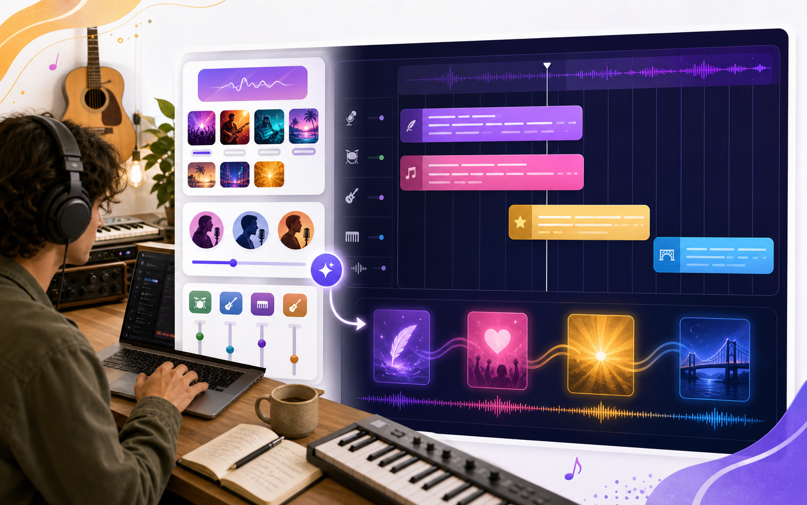Controles do gerador de letra para música para gênero clima e produção